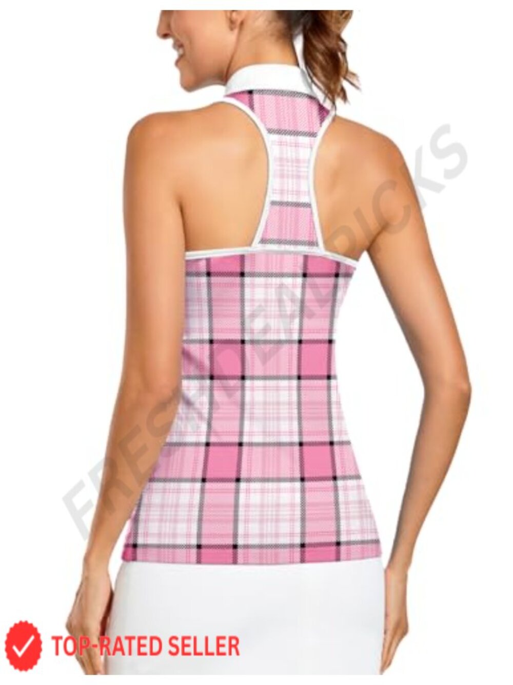 Soneven Women Racerback Sleeveless Golf Polo Shirt UPF 50+ Quick Dry Tank Top